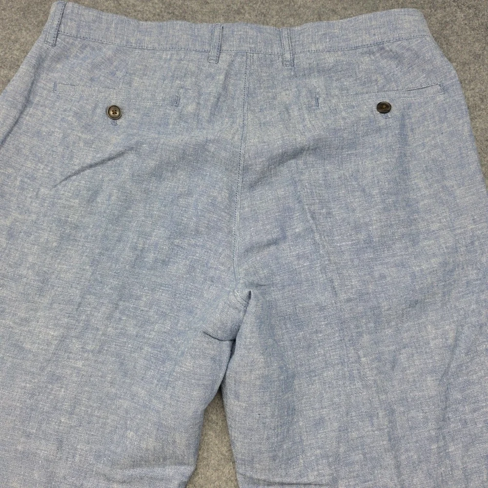 J Crew Pants Mens 34x34 Straight Blue Woven Cotton Linen Dress Pants